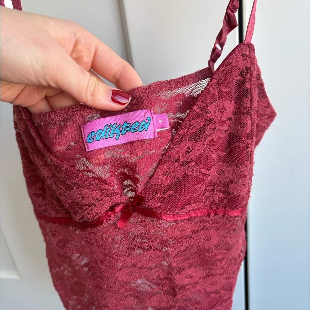 Edikted Deep Red Lace Chemise